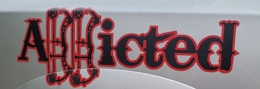 20" Wide Addicted Black/Red Bow Hunting Decal