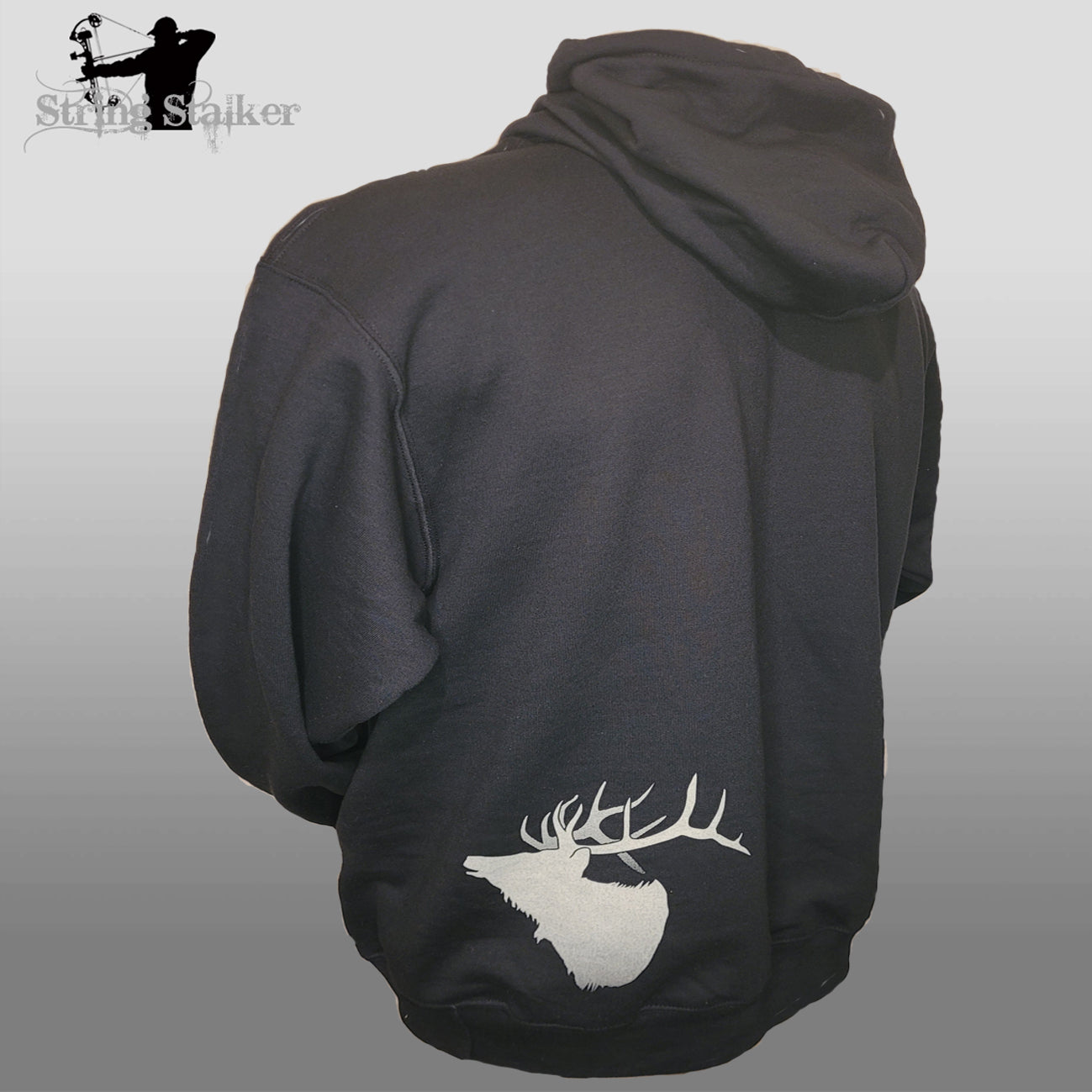 String Stalker Bow Hunter Elk Hoodie - Black