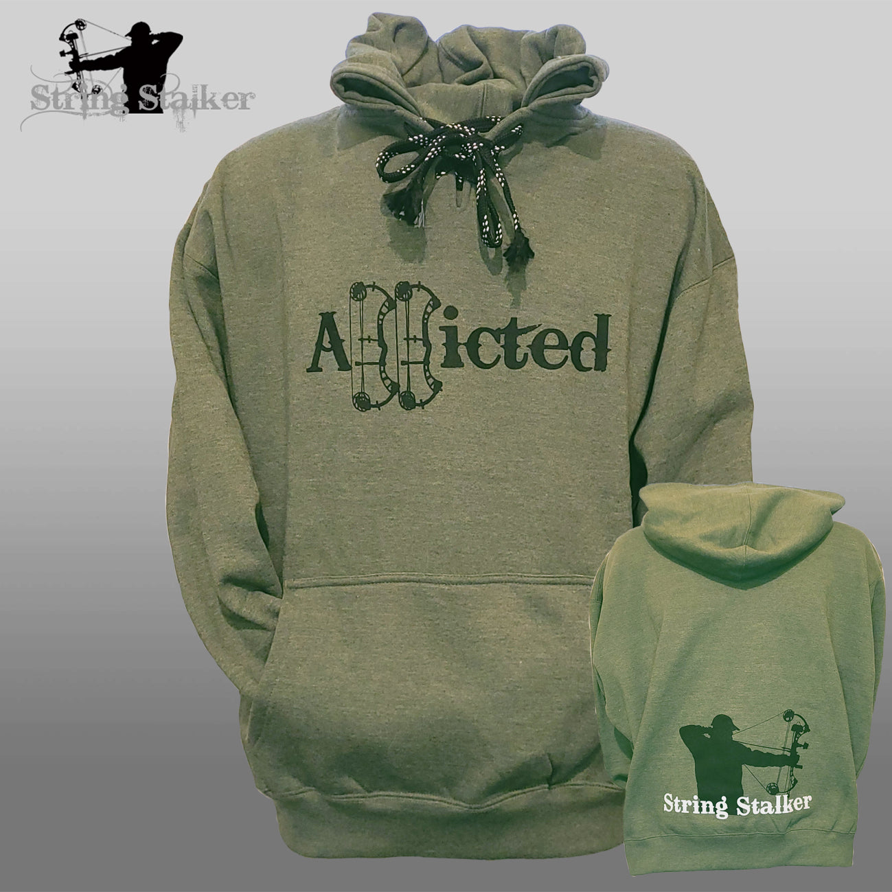 Bow Hunter Addicted Hoodie - Heather Green