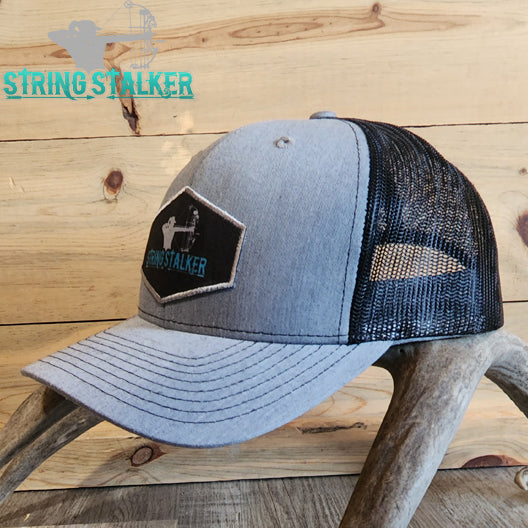 Bow Huntress New Ladies Patch Mesh Hat - Heather Grey/Black