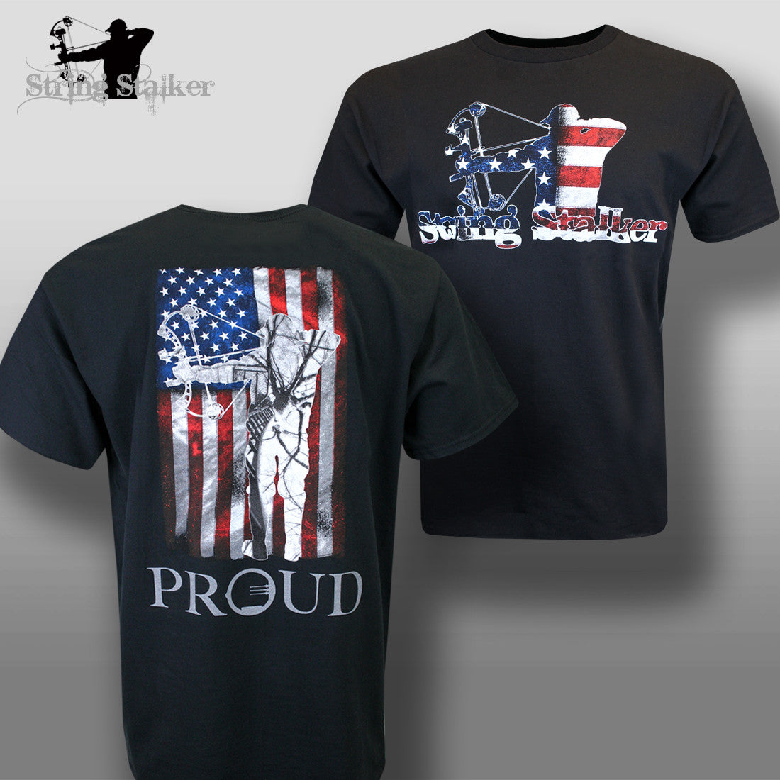 String Stalker Proud American Bow Hunter T Shirt - String Stalker