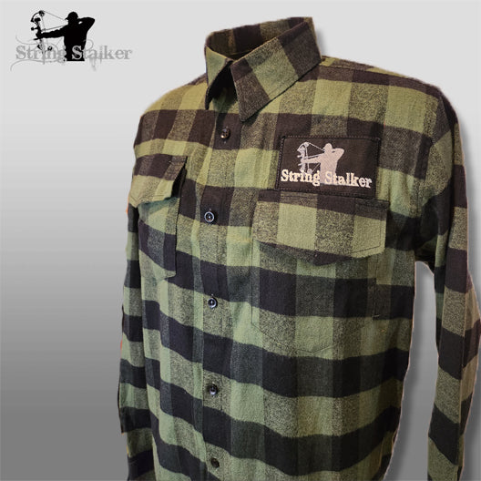 String Stalker Hunter Flannel (FACTORY SECOUND) Woodland Green/Black