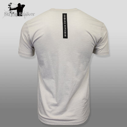 String Stalker Bow Hunting Distressed Site Logo Short Sleeve Super Soft T Shirt - Sand - String Stalker