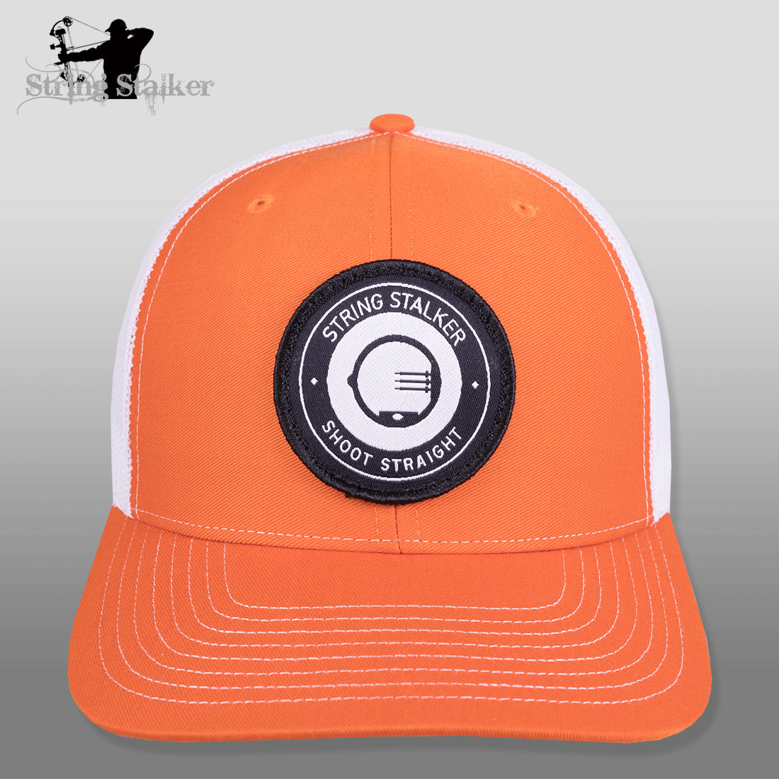 String Stalker Mesh Bowhunting Hat - Woven Patch Trucker - Orange - String Stalker