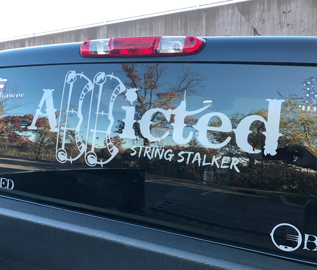 30" Wide Truck String Stalker Bow Hunting Addicted Decal - String Stalker