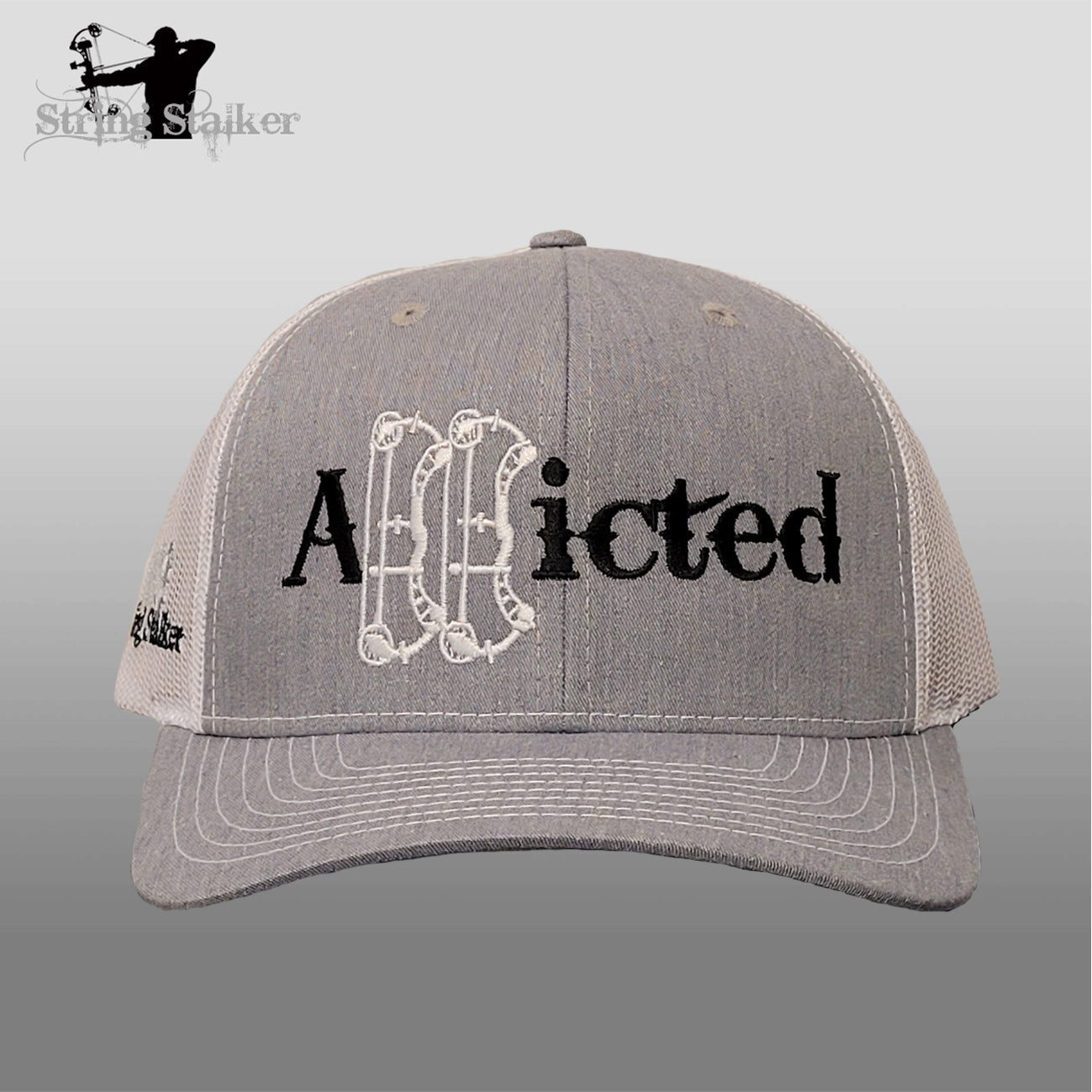 Addicted Bow Hunter Mesh Trucker Hat - Grey/White