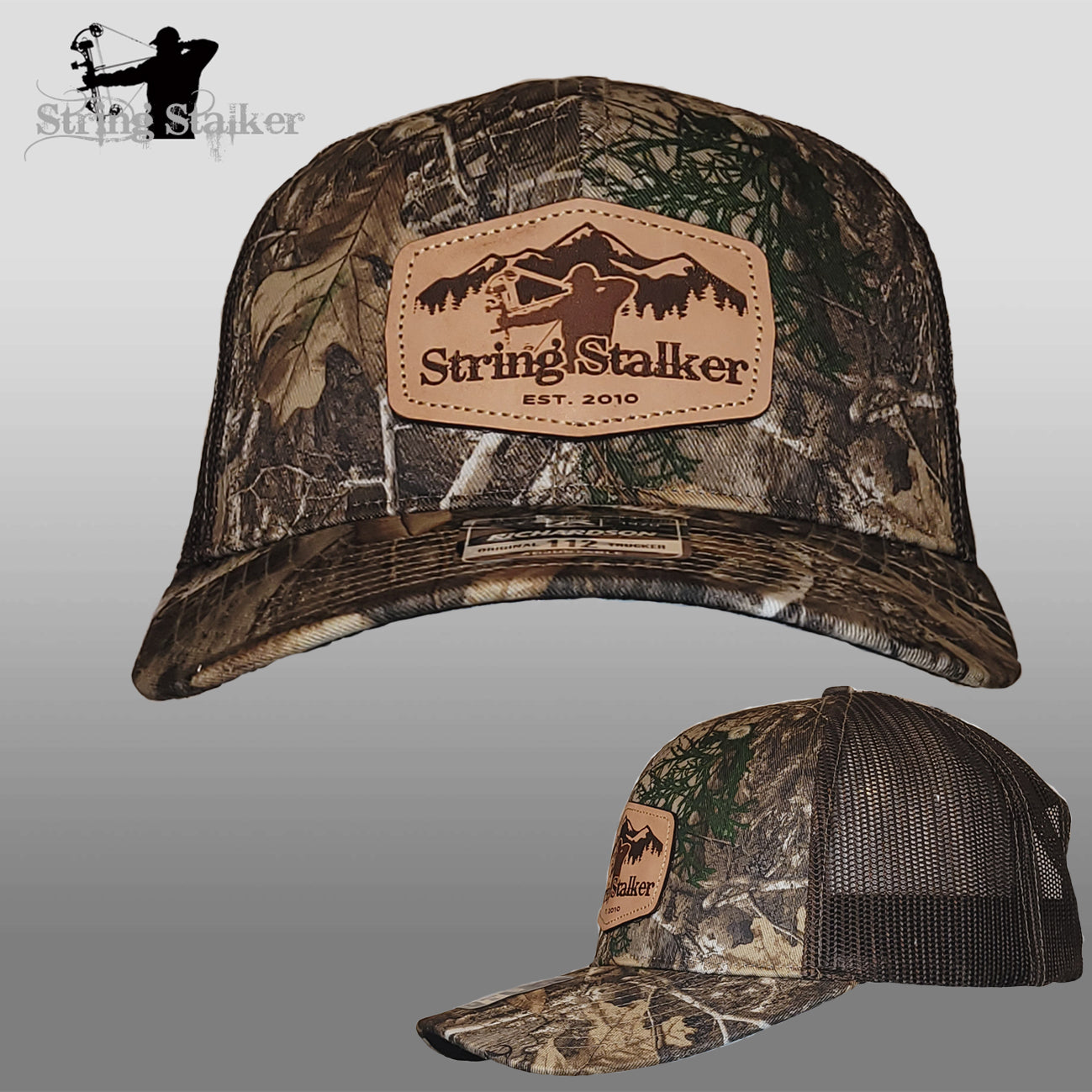 Mountain String Stalker Leather Patch Hat - Camo/Brown