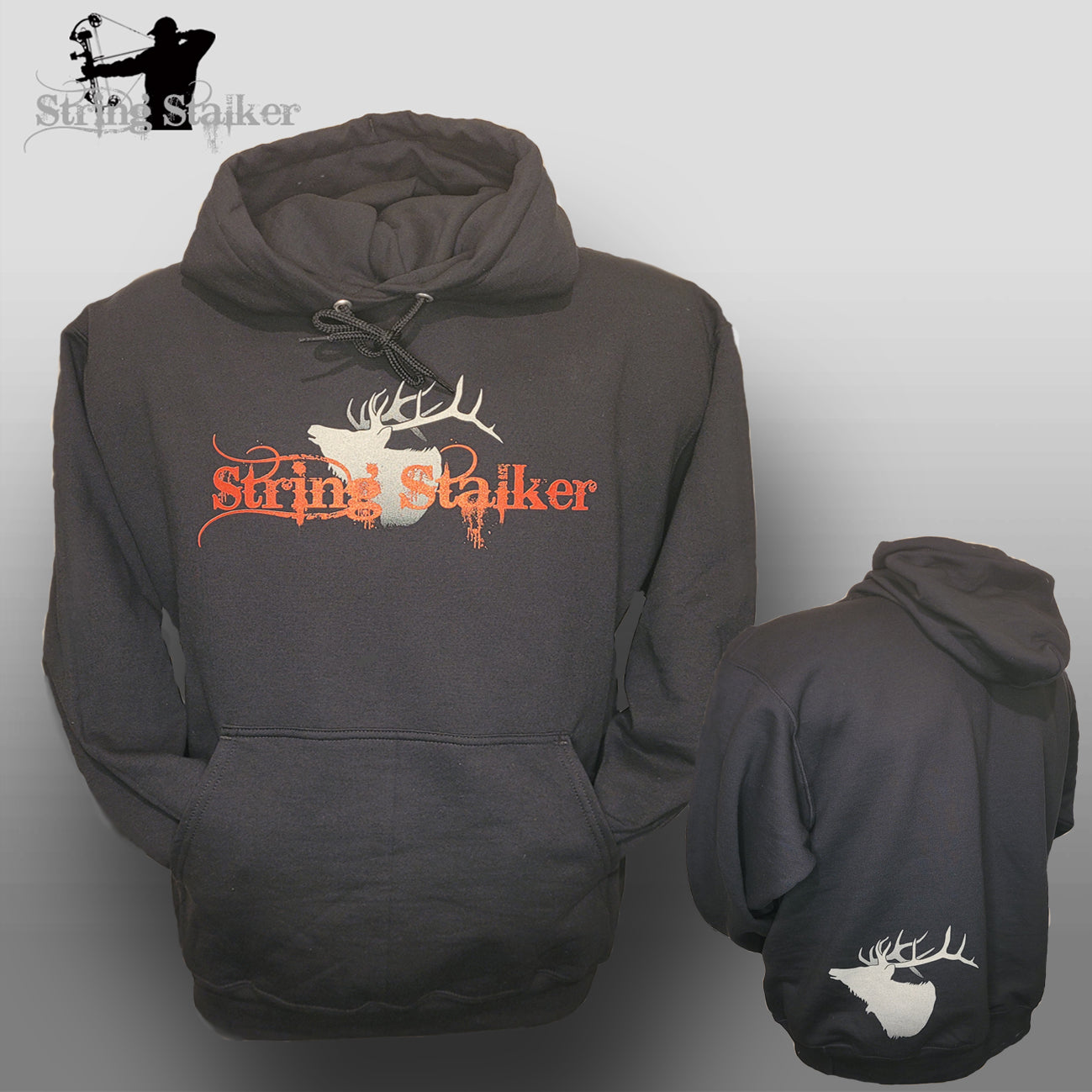 String Stalker Bow Hunter Elk Hoodie - Black