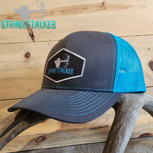 Bow Huntress New Ladies Patch Mesh Hat - Charcoal/Neon Blue