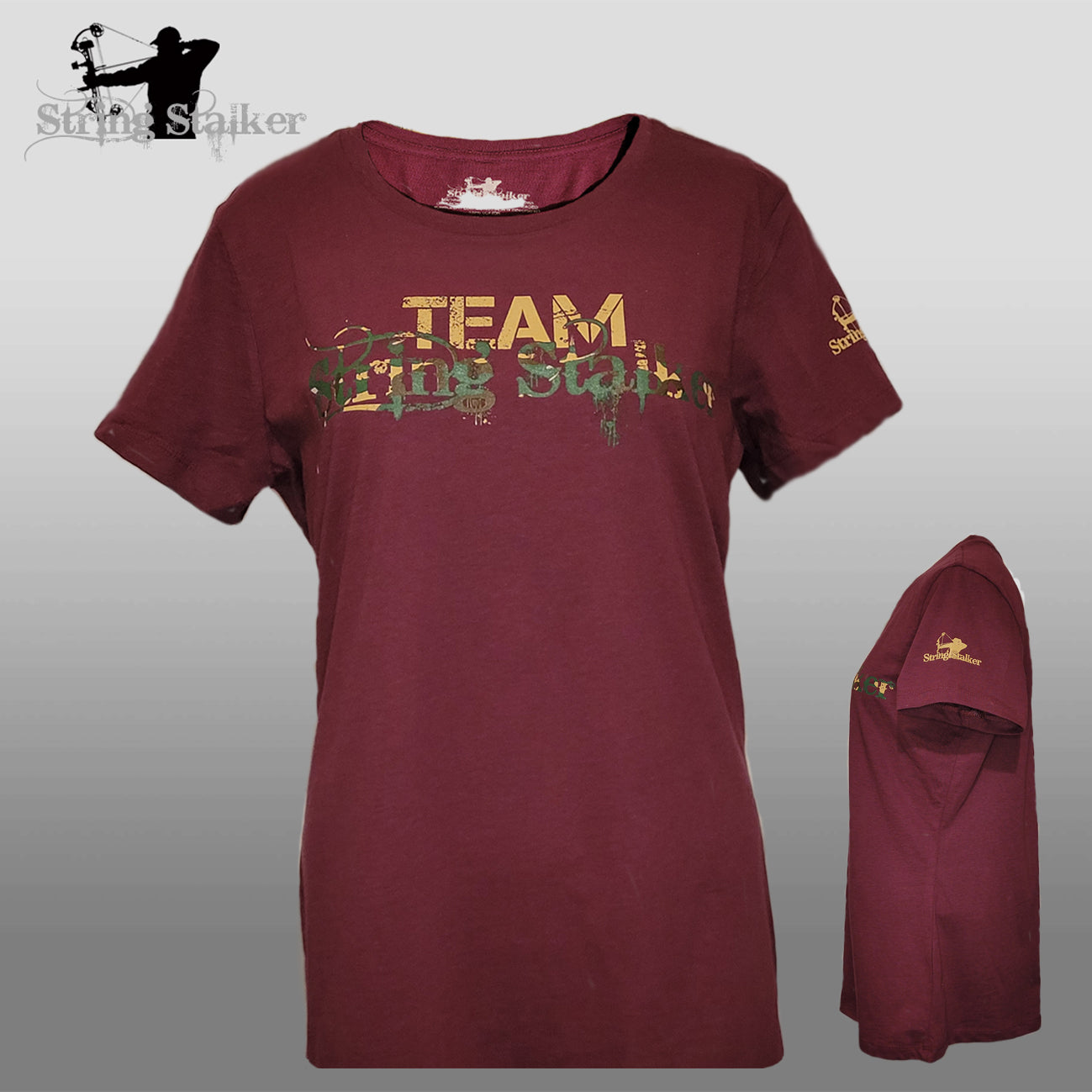 Ladies Team String Stalker Bow Hunter Tee - Heathered Berry