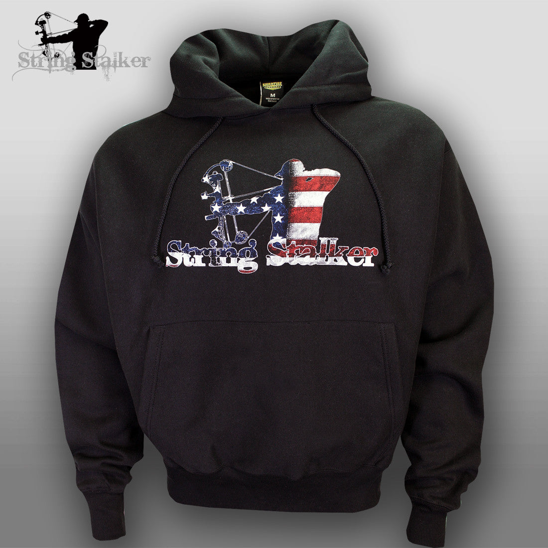 String Stalker Proud American Bow Hunter Hoodie Black Sweatshirt - String Stalker