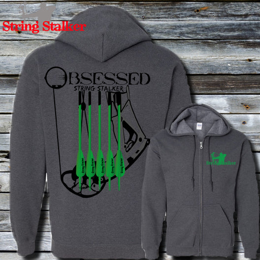 Obsessed Bow Hunter Zip Hoodie - Charcoal Heather