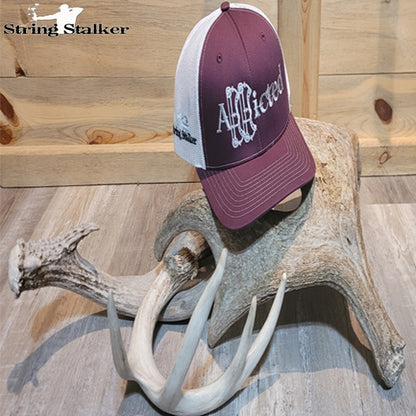 Addicted Bow Hunter Snap Back Hat -  Maroon/White