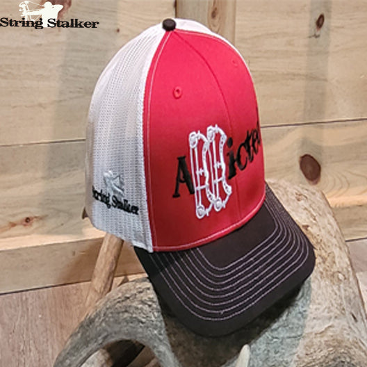 Addicted Bow Hunter Mesh Trucker Hat - Tri-Color Red/Black/White