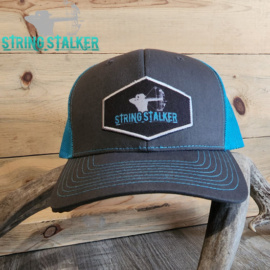 Bow Huntress New Ladies Patch Mesh Hat - Charcoal/Neon Blue
