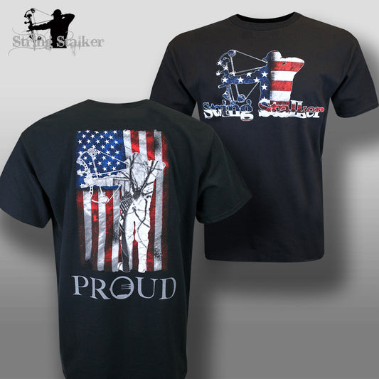 String Stalker Proud American Bow Hunter T Shirt - String Stalker