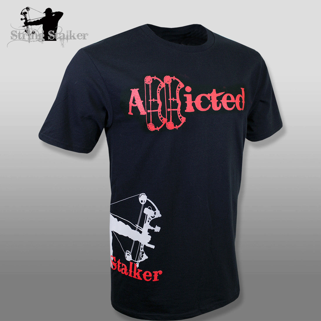 String Stalker Bow Hunting Addicted Short Sleeve T Shirt - Black - String Stalker