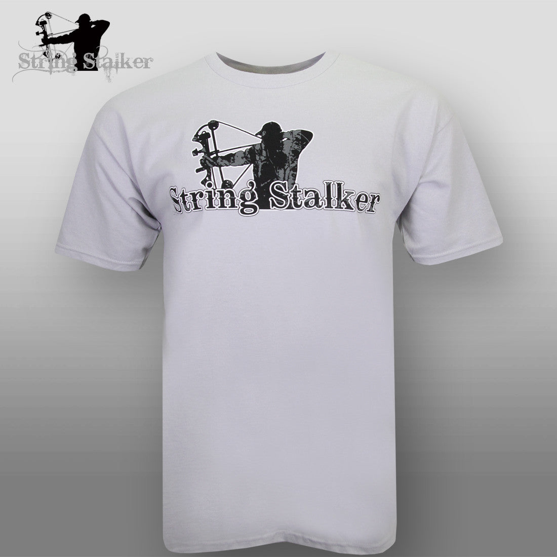 String Stalker Bow Hunting Camo Logo TShirt - Gray - String Stalker