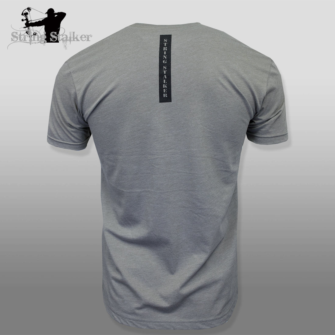 String Stalker Bow Hunting Distressed Site Logo Short Sleeve Super Soft T Shirt - Warm Gray - String Stalker