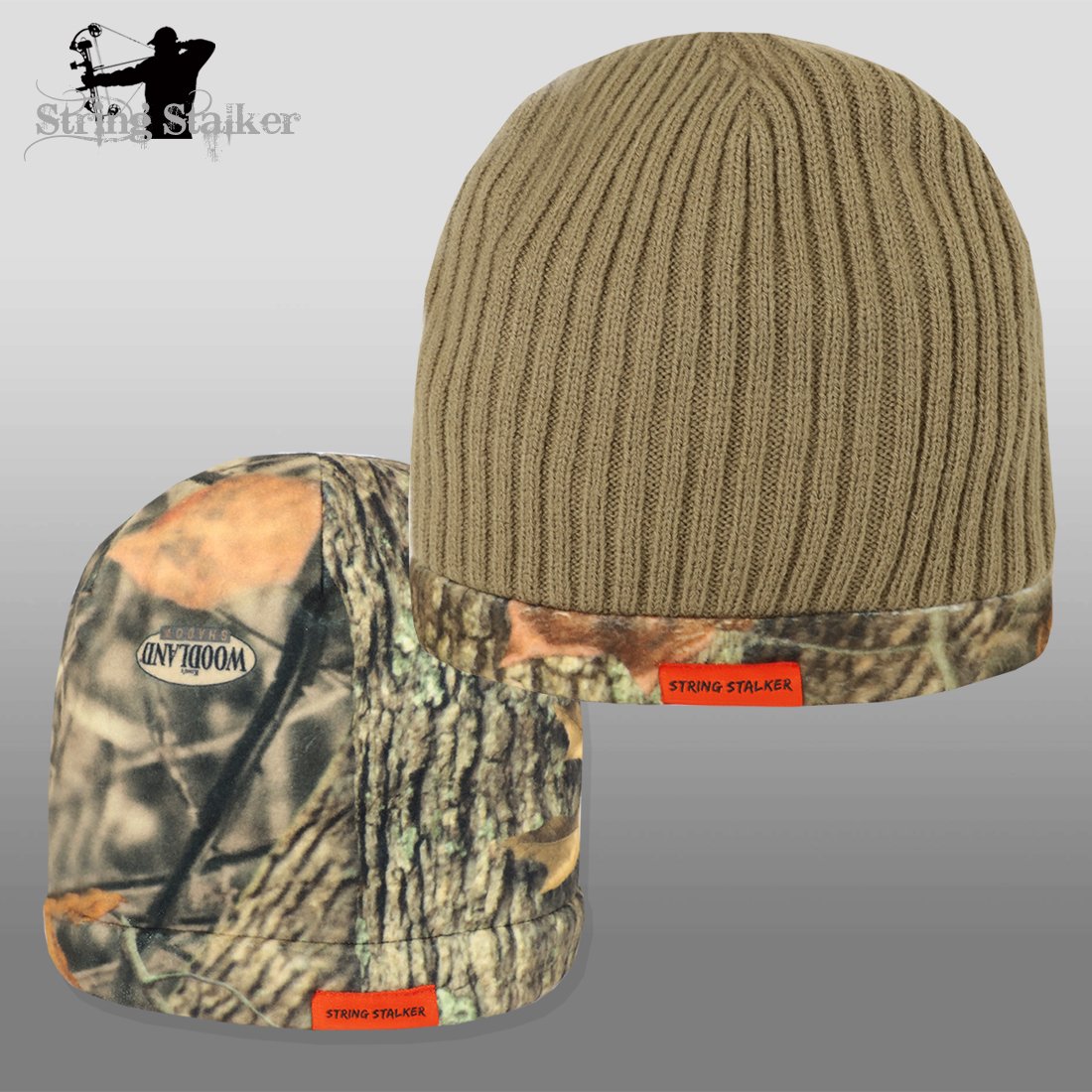 Fleece Reversible Shadow Beanie -Driftwood/Woodland – String Stalker