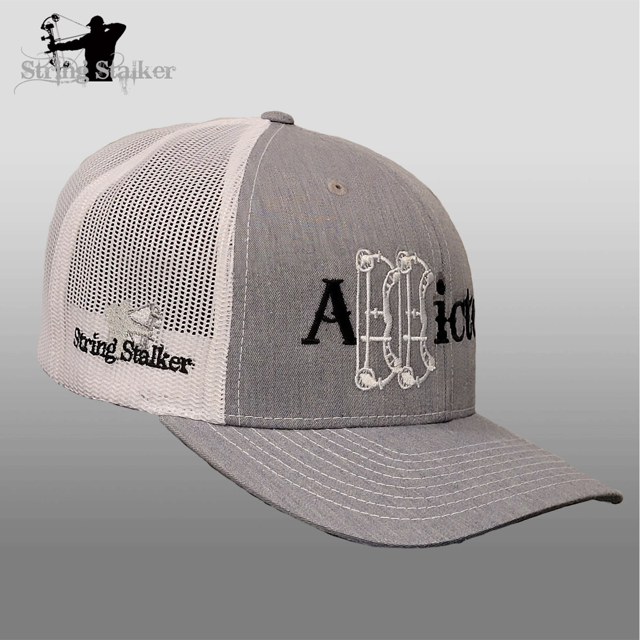 Addicted Bow Hunter Mesh Trucker Hat - Grey/White