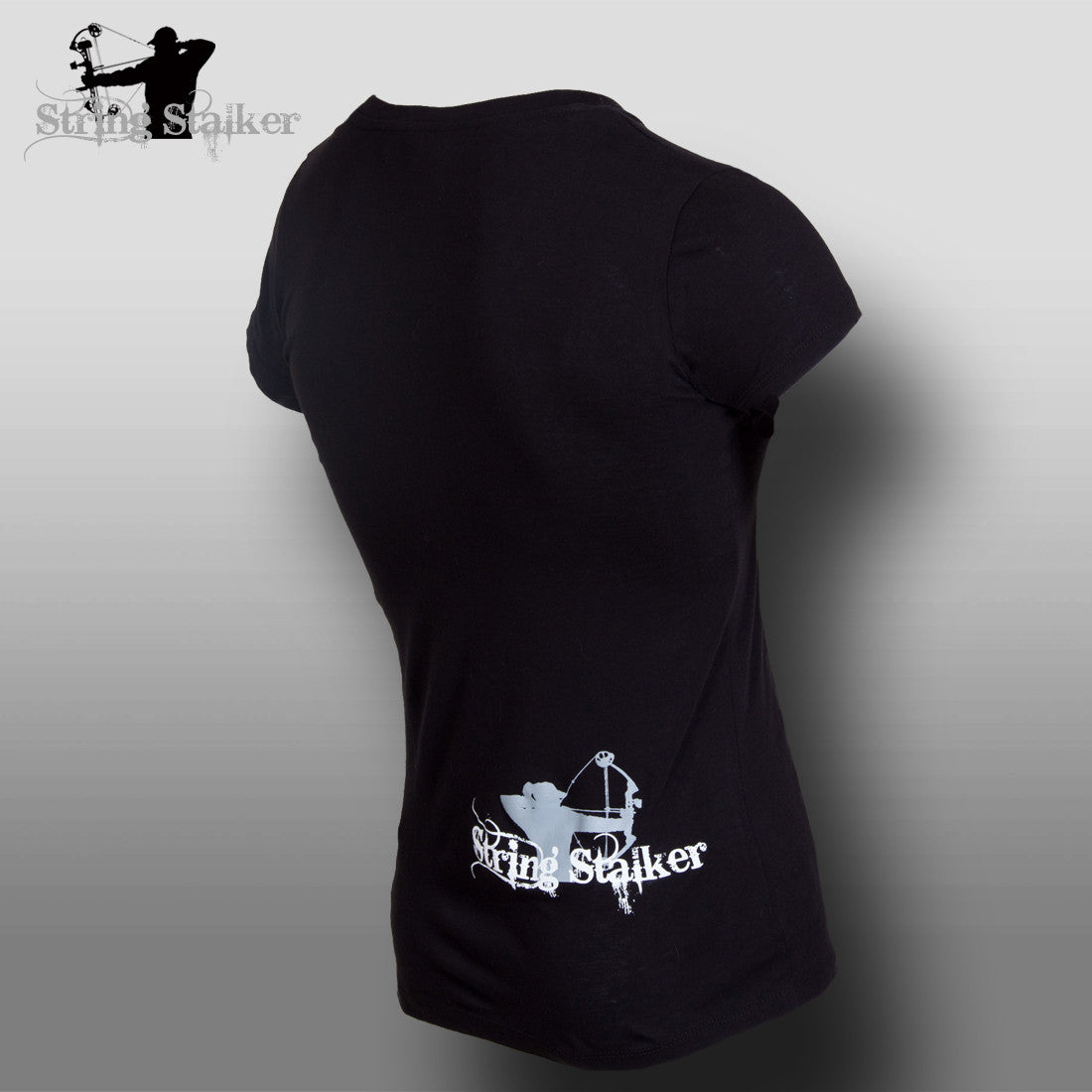 String Stalker Raised Hunting Ladies T Shirt - Black - String Stalker