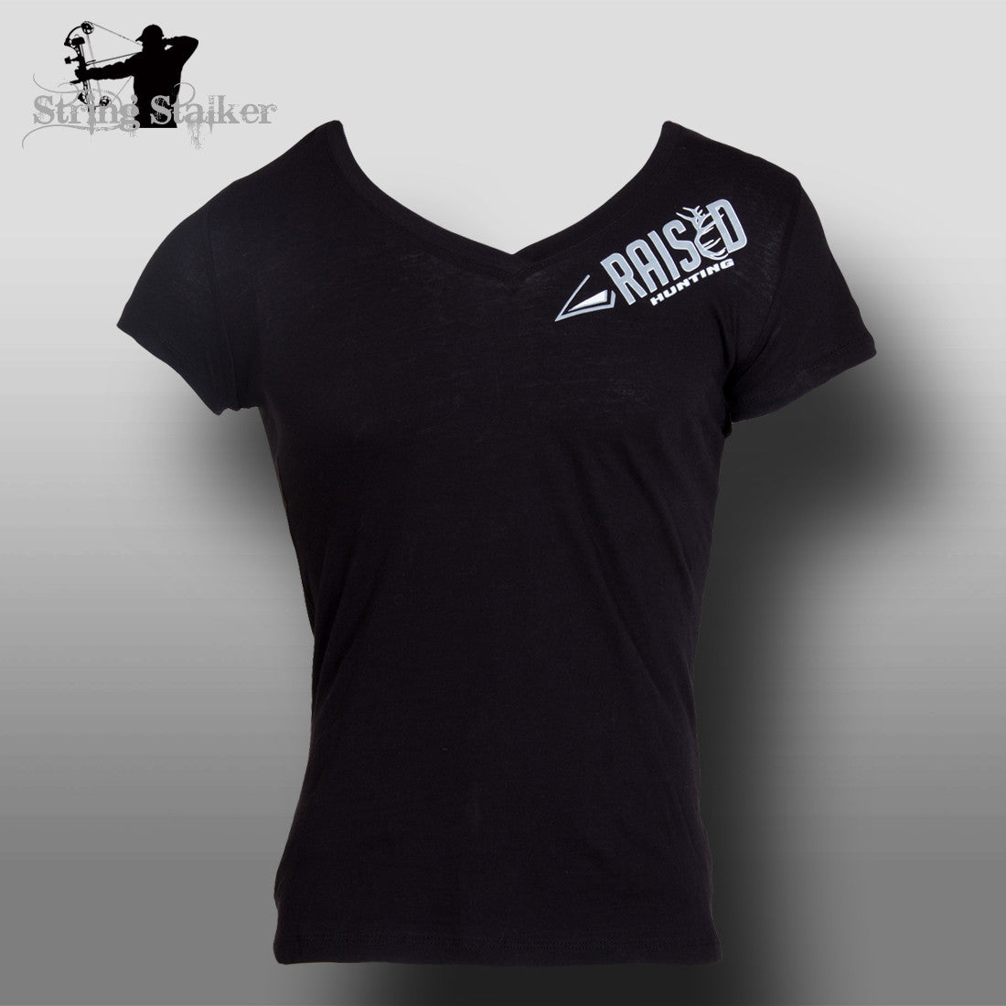 String Stalker Raised Hunting Ladies T Shirt - Black - String Stalker
