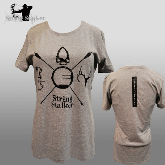 Ladies Bow Hunter Crest Tee- Grey
